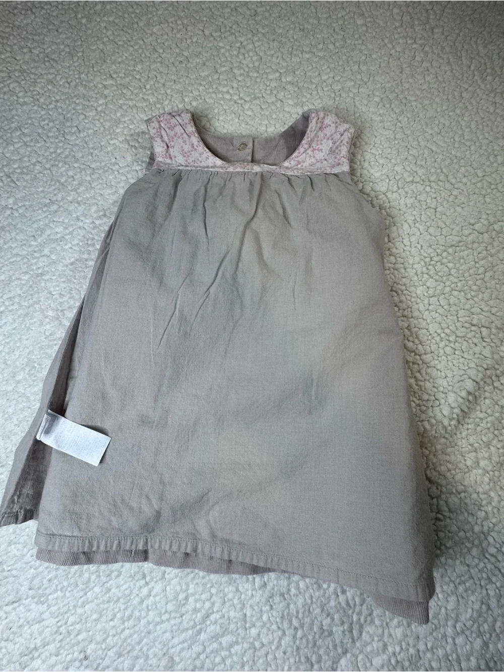 Girls' Gray Corduroy A-Line Pinafore Dress